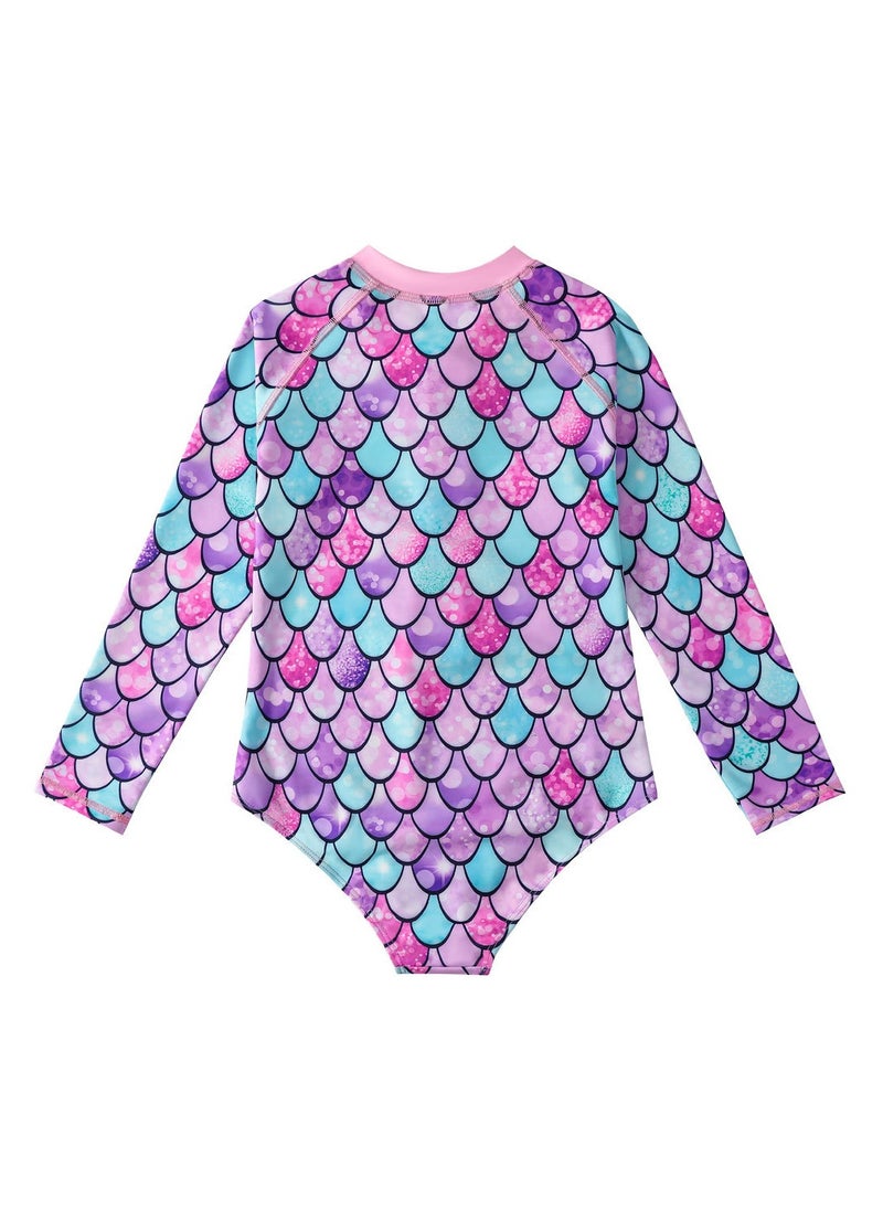 Children's Mermaid  Long Sleeve Swimsuit Blue/Pink