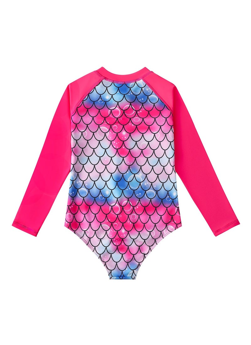 Children's Mermaid  Long Sleeve Swimsuit Red/Blue