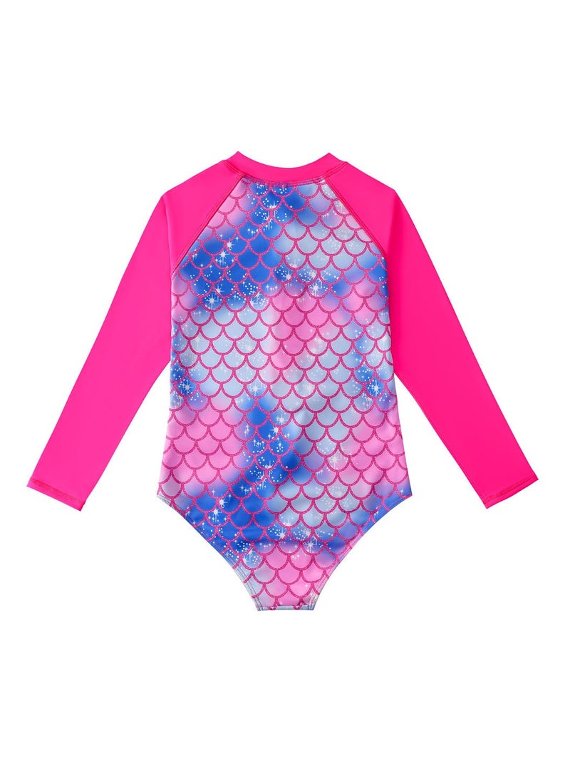 Children's Mermaid  Long Sleeve Swimsuit Red/Blue