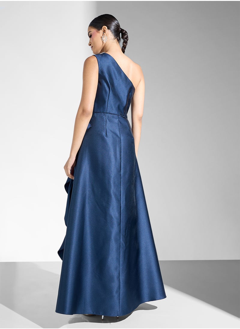 Embellished Tiered One Shoulder Dress