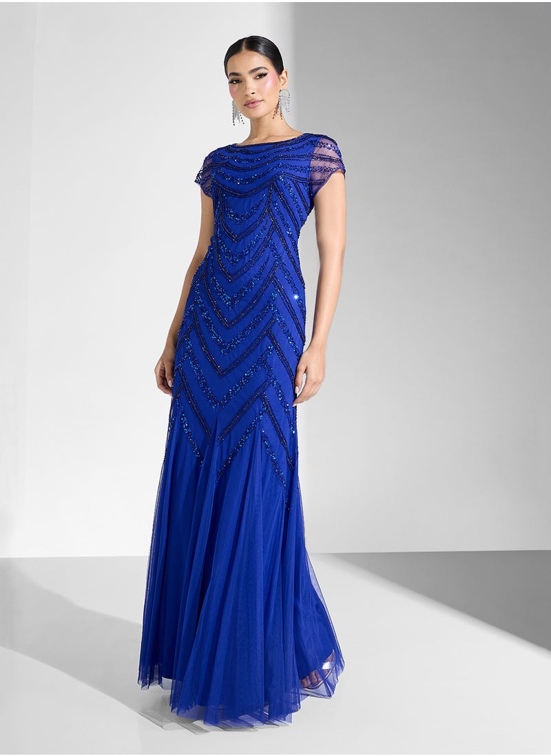 Embellished Tiered Crew Neck Dress