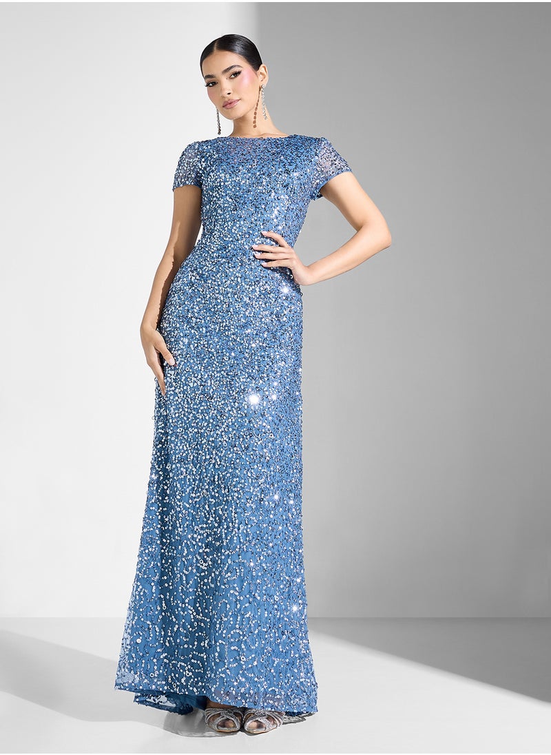 Embellished Crew Neck Tiered Dress