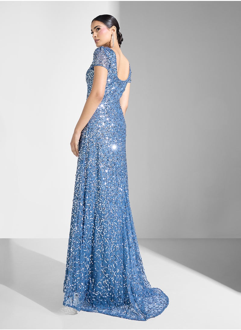 Embellished Crew Neck Tiered Dress