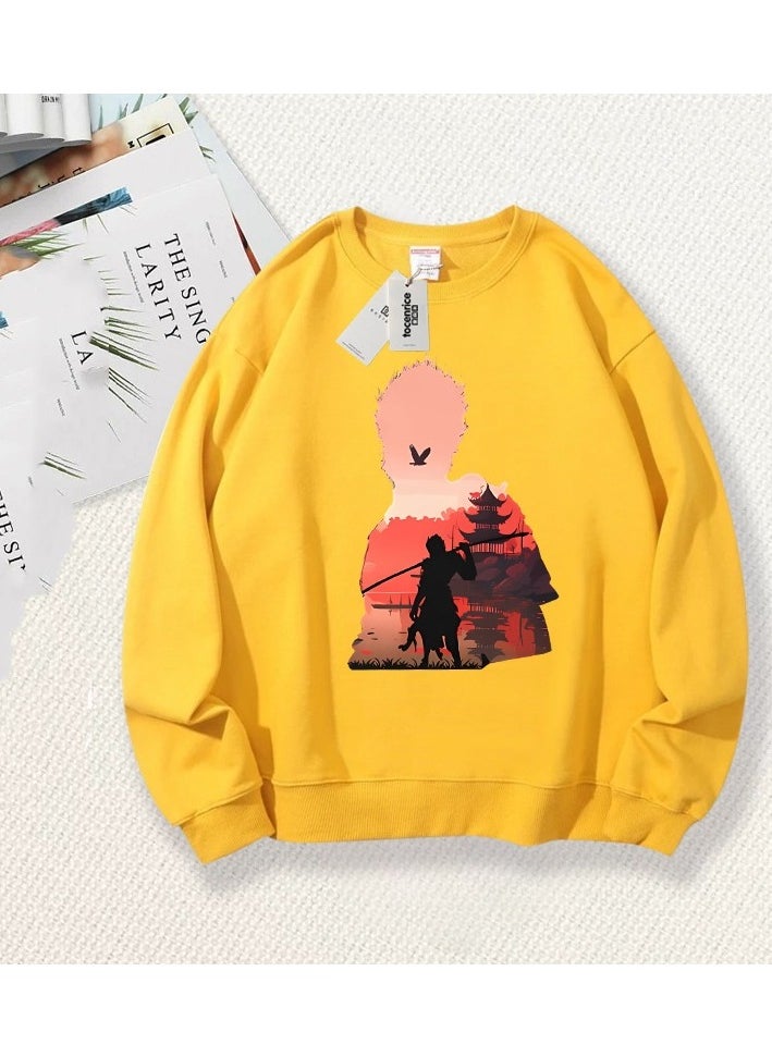 Black-Mythical Wukong Loose Round Neck Hoodie