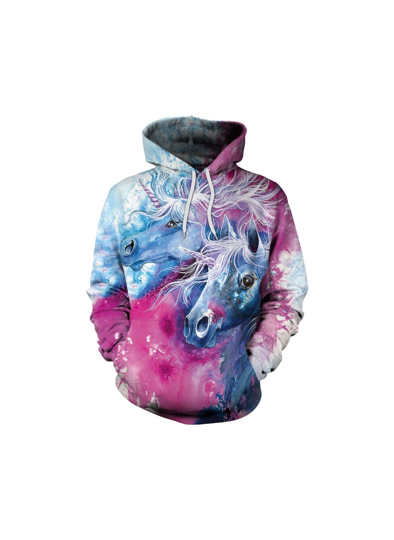 Single Piece Digital Printed Hooded Long Sleeved Sweater