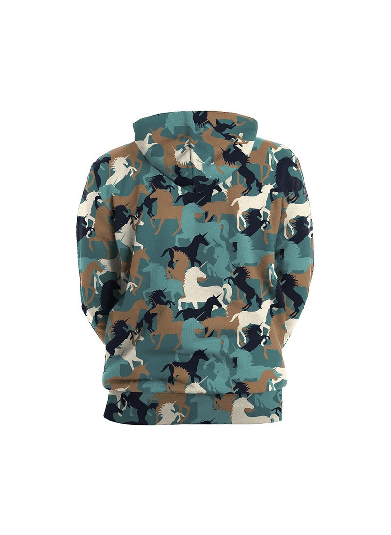 Digital Printed Loose Hooded Sweater