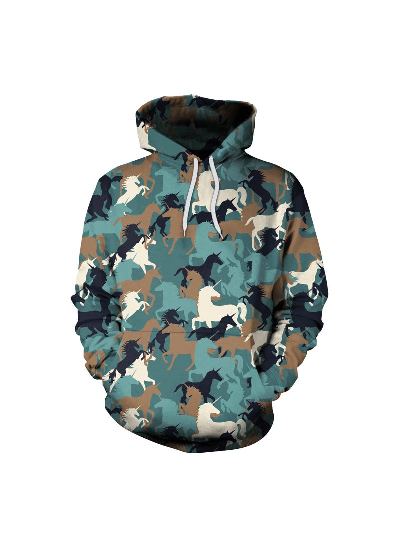 Digital Printed Loose Hooded Sweater