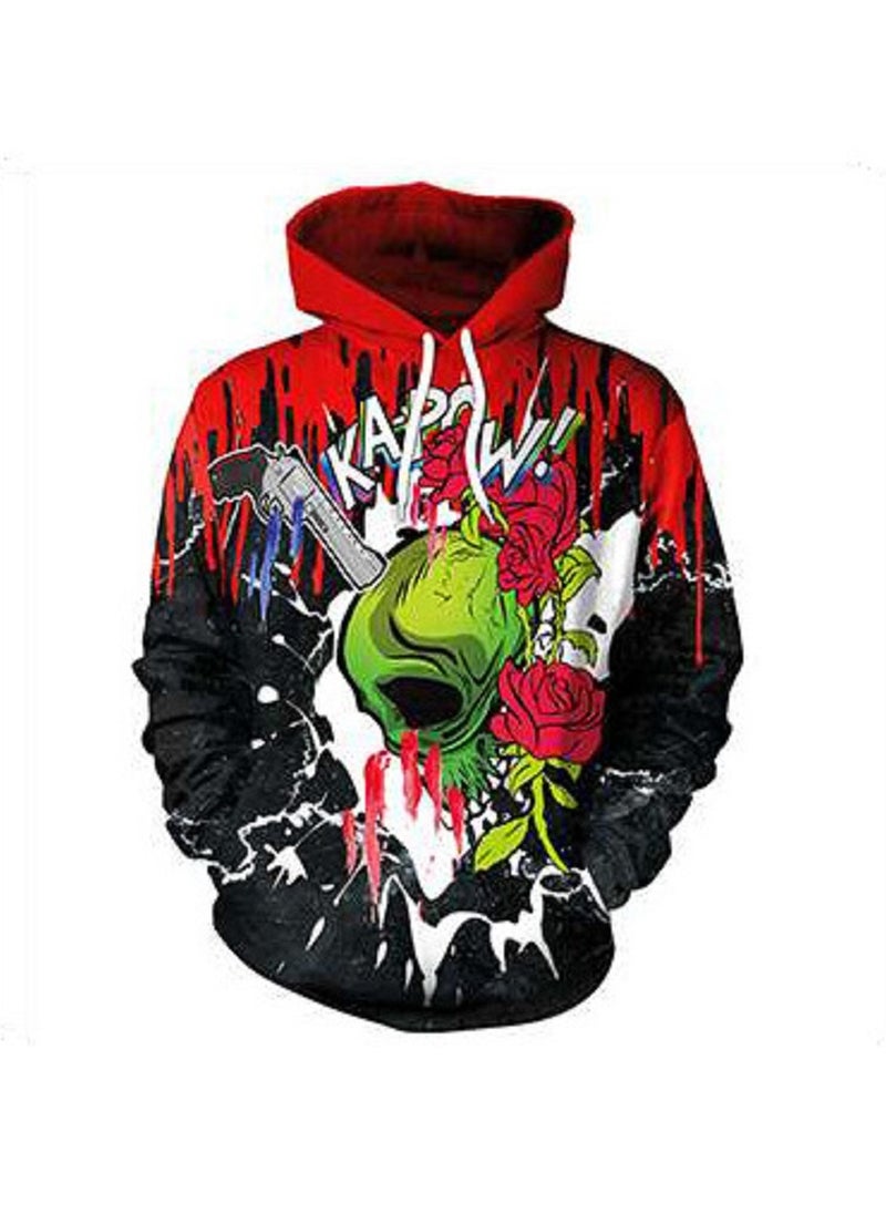 Skull Head Loose Fit Digital Printed Hoodie