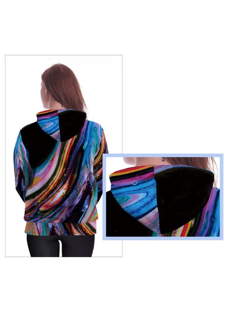 Single Piece Digital Printed Hooded Long Sleeved Sweater