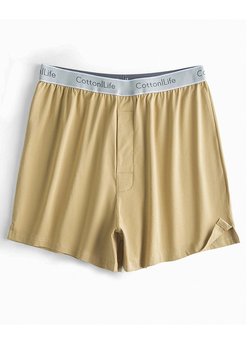 Men's Loose Boxer Briefs Lounge Shorts For Men Classic Relaxed Casual Pyjama Shorts Gold