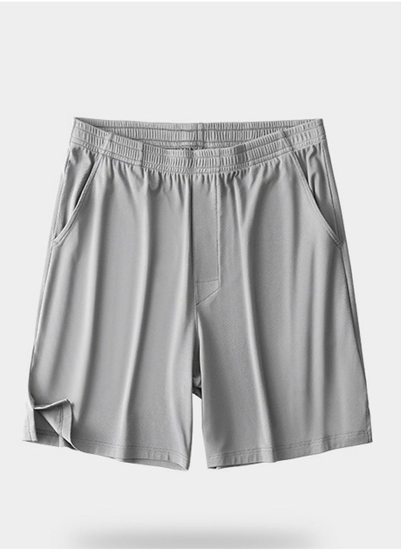 Men's Solid Color Boxer Shorts Underwear For Men Classic Relaxed Fit Shorts Light Grey