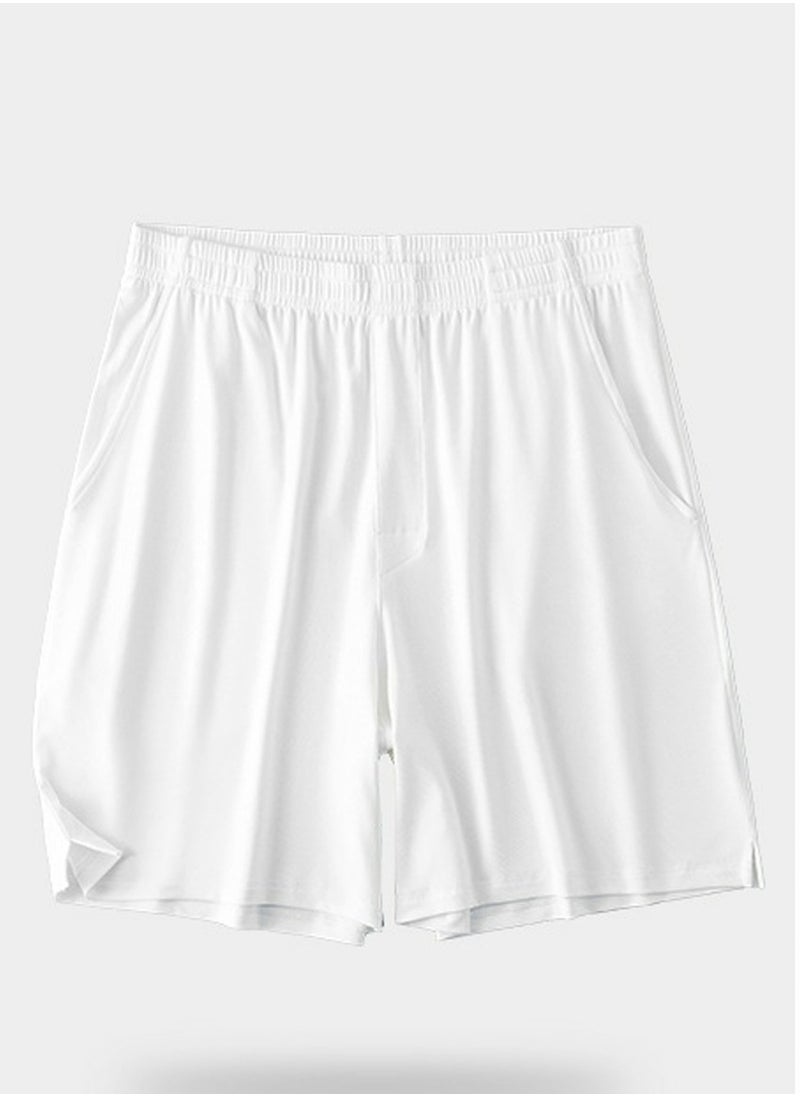 Men's Solid Color Boxer Shorts Underwear For Men Classic Relaxed Fit Shorts White