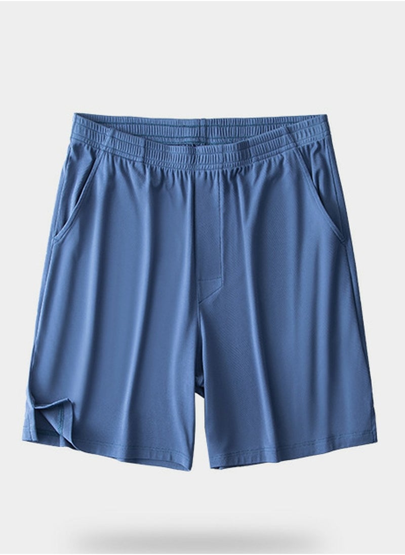 Men's Solid Color Boxer Shorts Underwear For Men Classic Relaxed Fit Shorts Blue