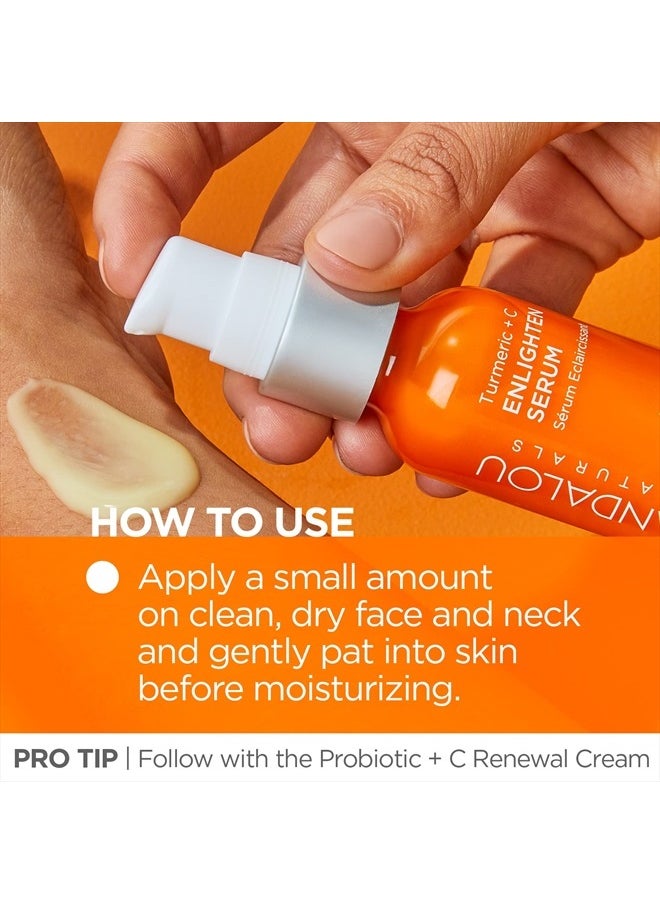 Turmeric + C Enlighten Serum, Skin Brightening with Vitamin C & Turmeric, Anti-Aging Care, Diminish Sun Damage, Lighten Skin, 1.1 Fl Oz.