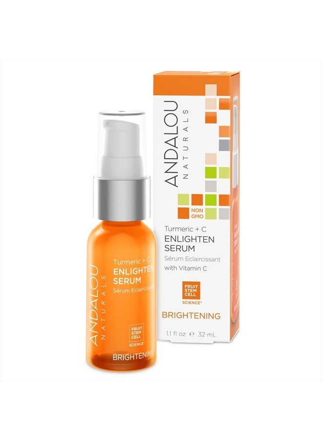 Turmeric + C Enlighten Serum, Skin Brightening with Vitamin C & Turmeric, Anti-Aging Care, Diminish Sun Damage, Lighten Skin, 1.1 Fl Oz.
