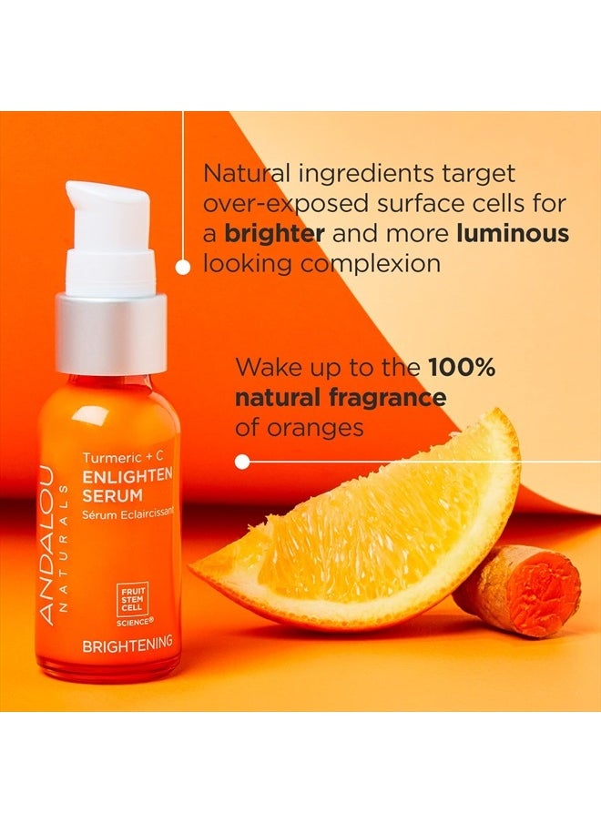 Turmeric + C Enlighten Serum, Skin Brightening with Vitamin C & Turmeric, Anti-Aging Care, Diminish Sun Damage, Lighten Skin, 1.1 Fl Oz.