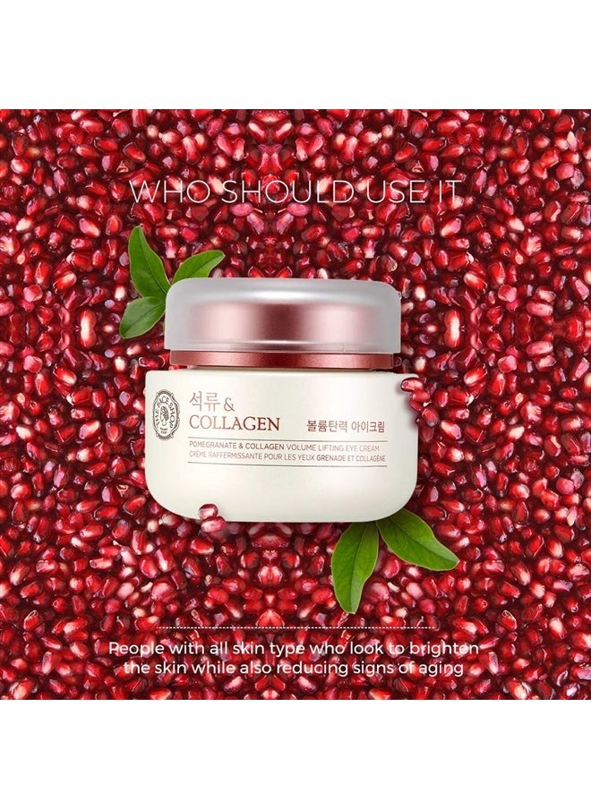 The Face Shop Pomegranate & Collagen Volume Lifting Eye Cream | Ultra-Light Eye Cream for Eye Skin Lifting, Firming & Brightening | Reduce Dark Circles | Deep Hydrating Under Eye Area, 1.69 Fl Oz