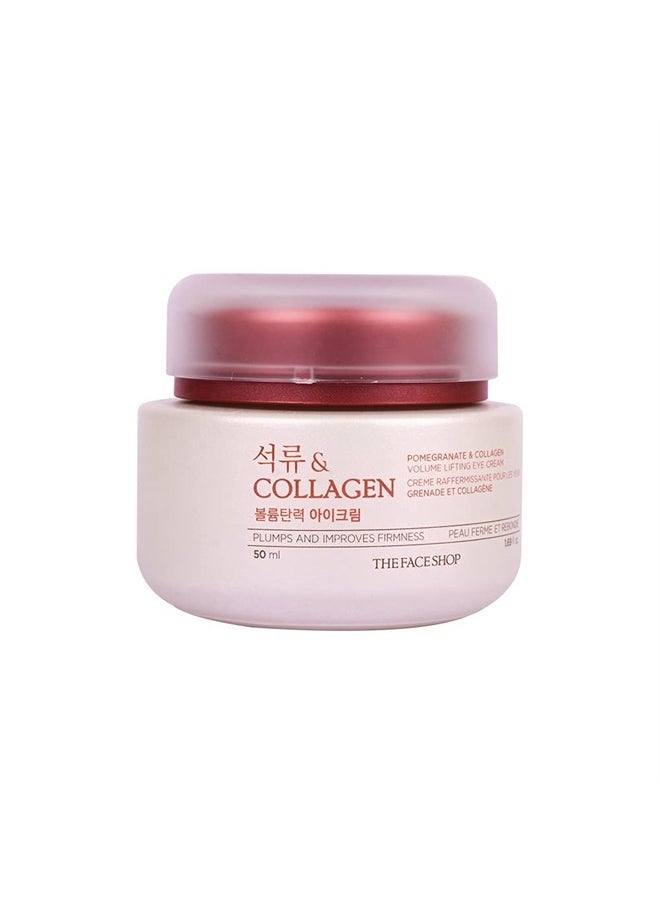 The Face Shop Pomegranate & Collagen Volume Lifting Eye Cream | Ultra-Light Eye Cream for Eye Skin Lifting, Firming & Brightening | Reduce Dark Circles | Deep Hydrating Under Eye Area, 1.69 Fl Oz