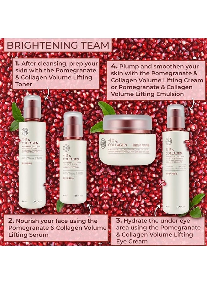 The Face Shop Pomegranate & Collagen Volume Lifting Eye Cream | Ultra-Light Eye Cream for Eye Skin Lifting, Firming & Brightening | Reduce Dark Circles | Deep Hydrating Under Eye Area, 1.69 Fl Oz