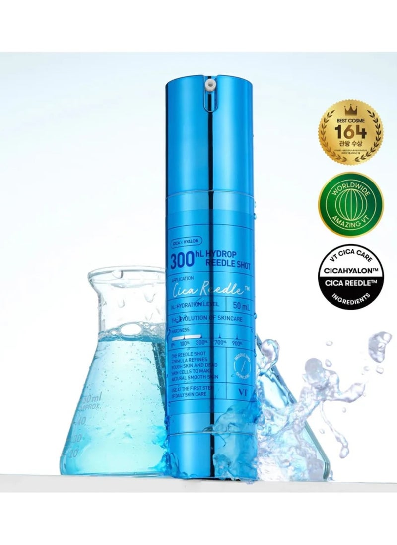 Hydrop Reedle Shot 300hL, Hyaluronic Acid Microneedling Serum, Intensive Hydrating & Moisturizing Exosome, Light-Weight, Soft Skin, Glass Skin, Korean Skin Booster, 1.69 Fl Oz.(50ml)