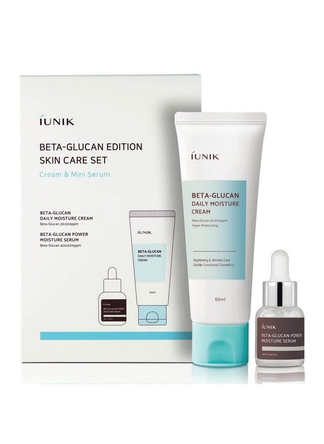 iUNIK Beta-Glucan Edition Skincare Set (Cream 2.02 fl.oz. & Mini Serum 0.51 fl.oz.) - Featuring the Powerful Beta-Glucan to Moisturize, Revitalize, and Reinforce the Skin with EWG-Green Ingredients