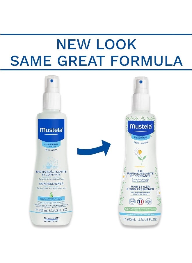 Mustela Baby Hair Styler & Skin Freshener - with Natural Avocado & Chamomile Water - Vegan & Hypoallergenic - 6.76 fl. oz.