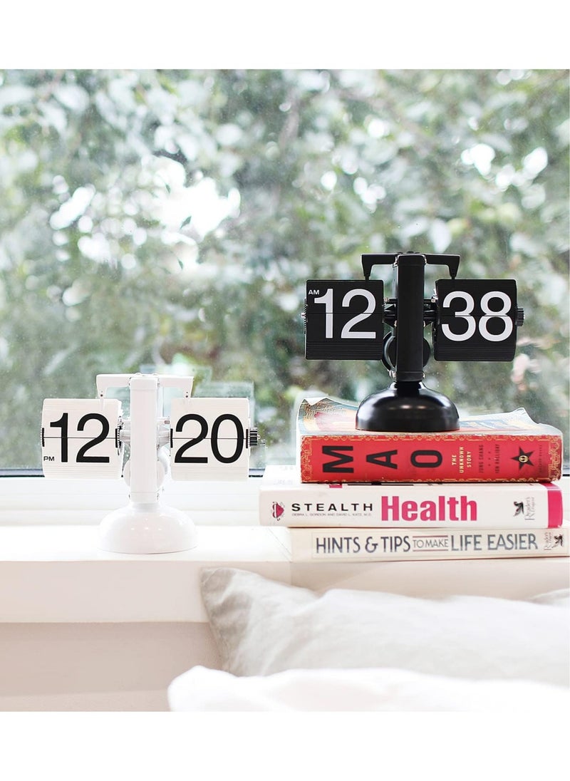 Automatic Flip Desk Clock, Desktop Clock, Retro Vintage, Large Number Display, Battery Powered, Internal Gear Operation, Home Decoration, for Home, Office, School, Hotel, Coffee Shop