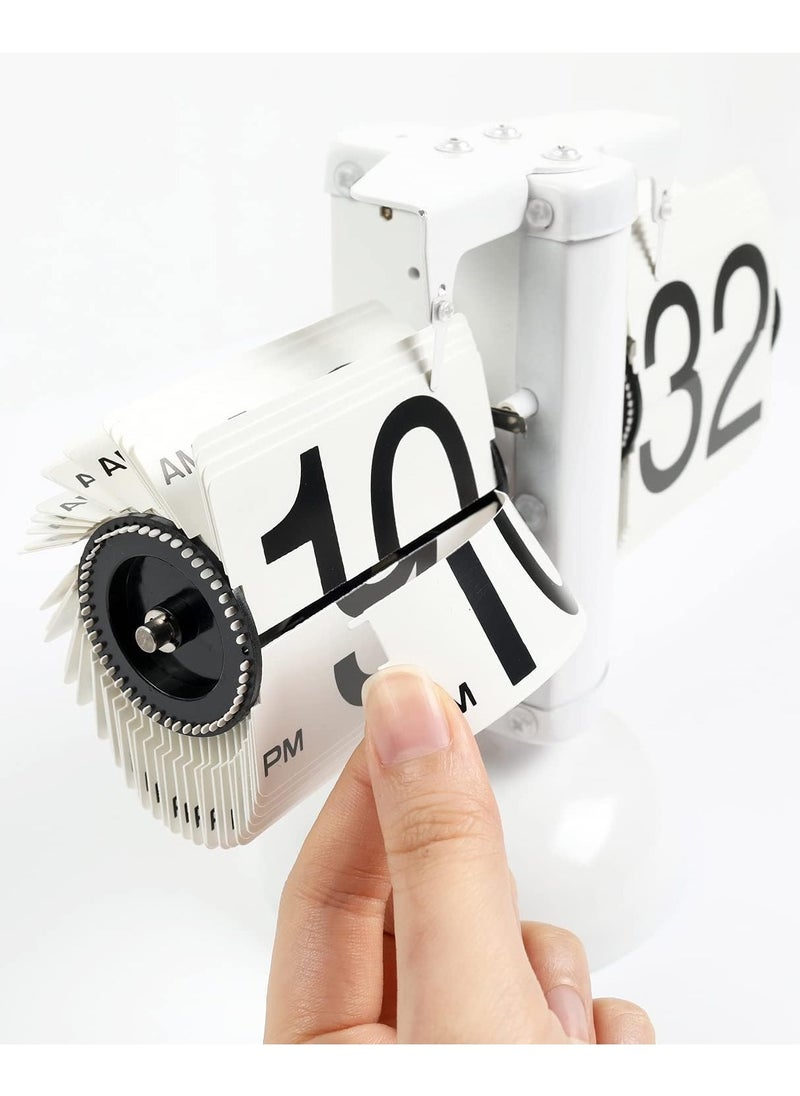 Automatic Flip Desk Clock, Desktop Clock, Retro Vintage, Large Number Display, Battery Powered, Internal Gear Operation, Home Decoration, for Home, Office, School, Hotel, Coffee Shop