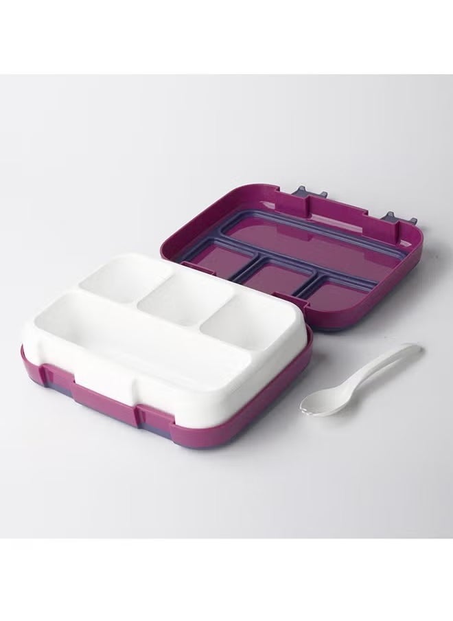 Portable And Waterproof  Eco-Friendly Bento PP Lunch Box With 4 Compartments 1200 Ml Purple
