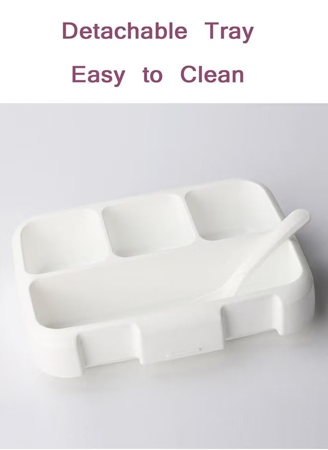 Portable And Waterproof  Eco-Friendly Bento PP Lunch Box With 4 Compartments 1200 Ml Purple