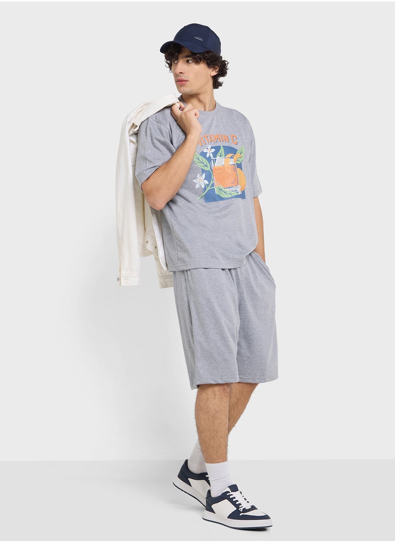 Graphic T-Shirts And Shorts Sets
