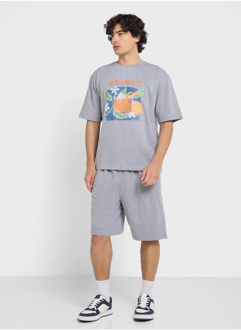 Graphic T-Shirts And Shorts Sets