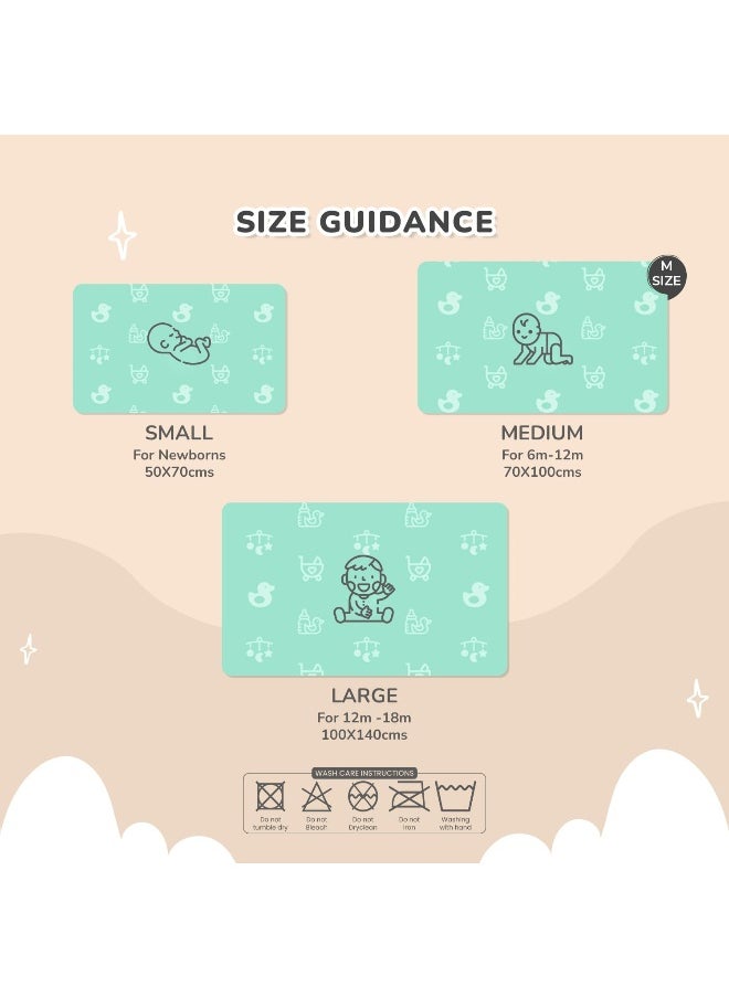 R for Rabbit Dry Nap Waterproof Quick Dry Anti-Piling Fleece Extra Absorbent Washable & Reusable Dry Sheet for Baby | Infant Bed Pad | Kids Bed Mattress Protector (Size-M, Green-Grey, Pack of 2 Combo)