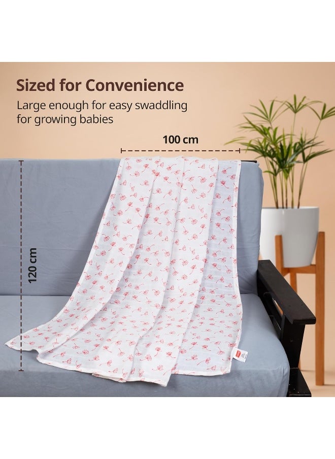 Luv Lap Cotton Muslin Birds Print Baby Swaddles - 0+ Month