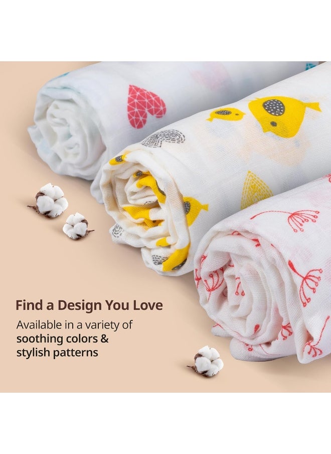 Luv Lap Cotton Muslin Birds Print Baby Swaddles - 0+ Month