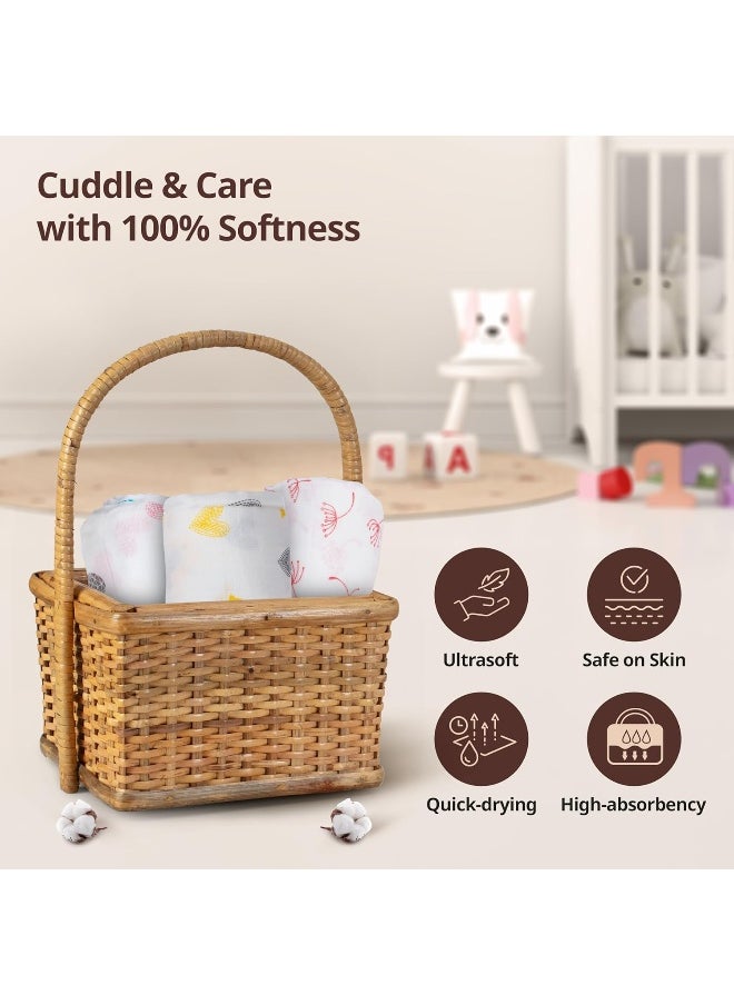 Luv Lap Cotton Muslin Birds Print Baby Swaddles - 0+ Month