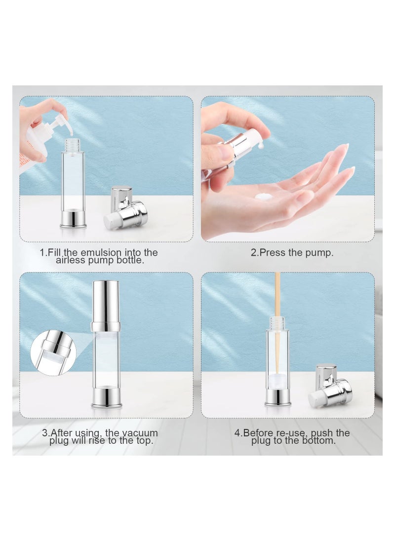 Plastic Airless Pump Bottle, Refillable Lotion Containers, 8 Pack 10ml/0.34oz Mini Spray Bottle, Empty Pump Press Vacuum Dispenser, for Travel Foundation Essence Gel Emulsion Toiletries Sample