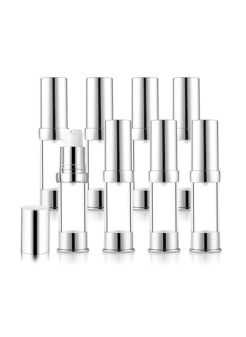 Plastic Airless Pump Bottle, Refillable Lotion Containers, 8 Pack 10ml/0.34oz Mini Spray Bottle, Empty Pump Press Vacuum Dispenser, for Travel Foundation Essence Gel Emulsion Toiletries Sample