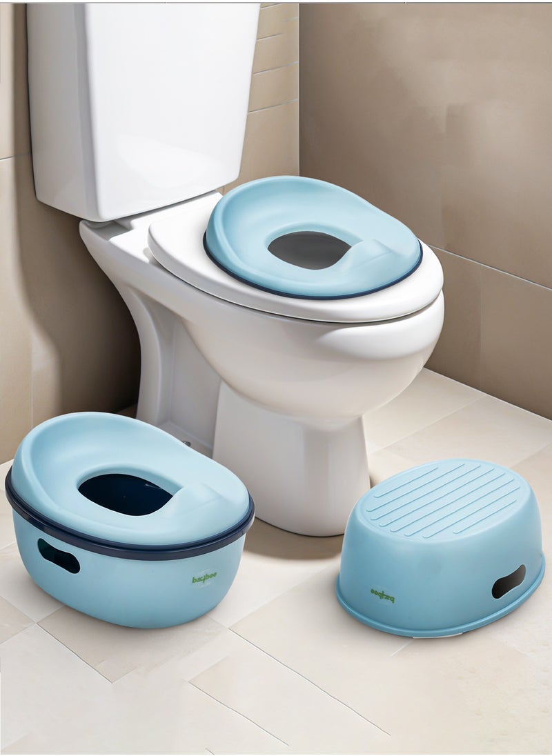 Baybee 3 in 1 Nando Baby Potty Seat For Kids, Baby Potty Training Seat Chair With Splash Guard & Potty Step Stool for Toddlers Kids Western Toilet Seat Potty Seat For 0 to 5 Years Boy Girl Blue