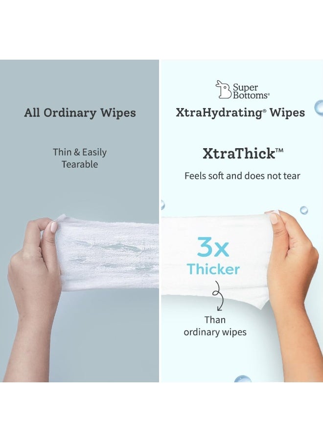 SuperBottoms XtraHydrating™ Wipes - XtraThick™ with Xtra Moisture | Doctor Tested Best Wipes (Unscented) | 3.5x Moisture Vs.Ordinary wipes| 72 Wipes - Pack of 2, 144 pcs |Best baby wipes for newborns