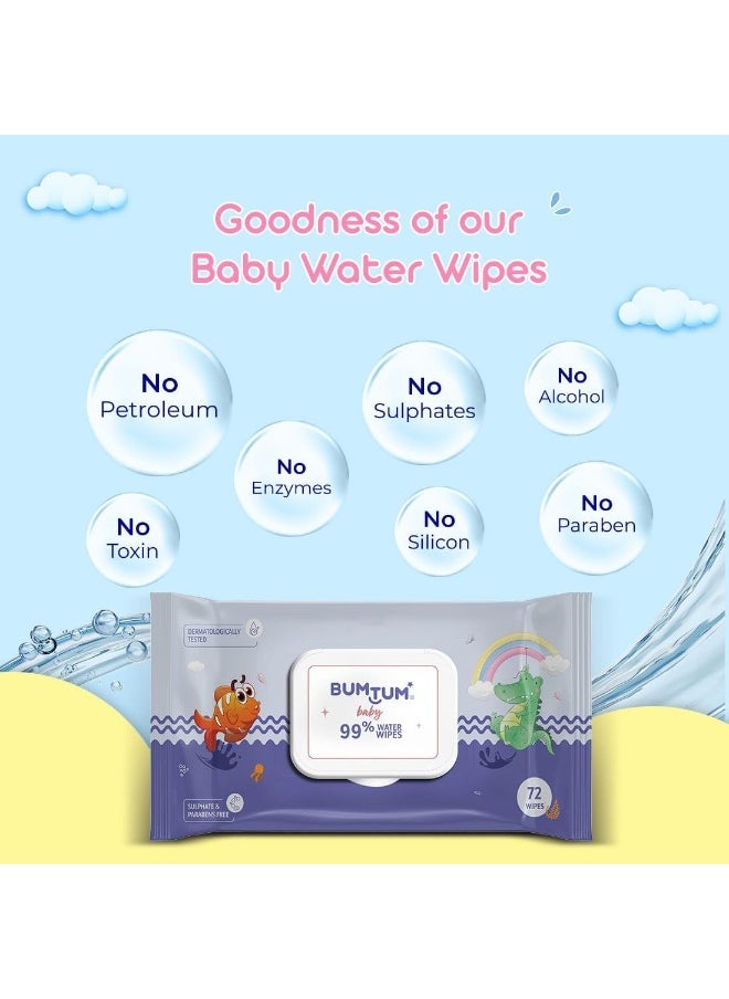 Bumtum Baby Gentle 99% Pure Water Soft Moisturizing Wet Wipes with Lid