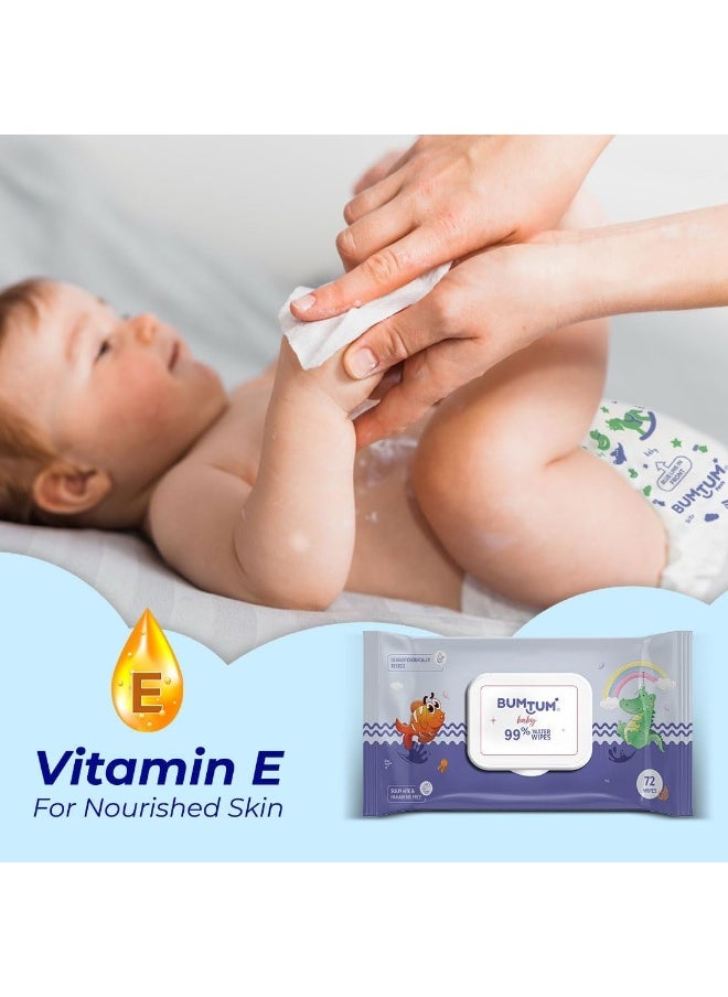 Bumtum Baby Gentle 99% Pure Water Soft Moisturizing Wet Wipes with Lid