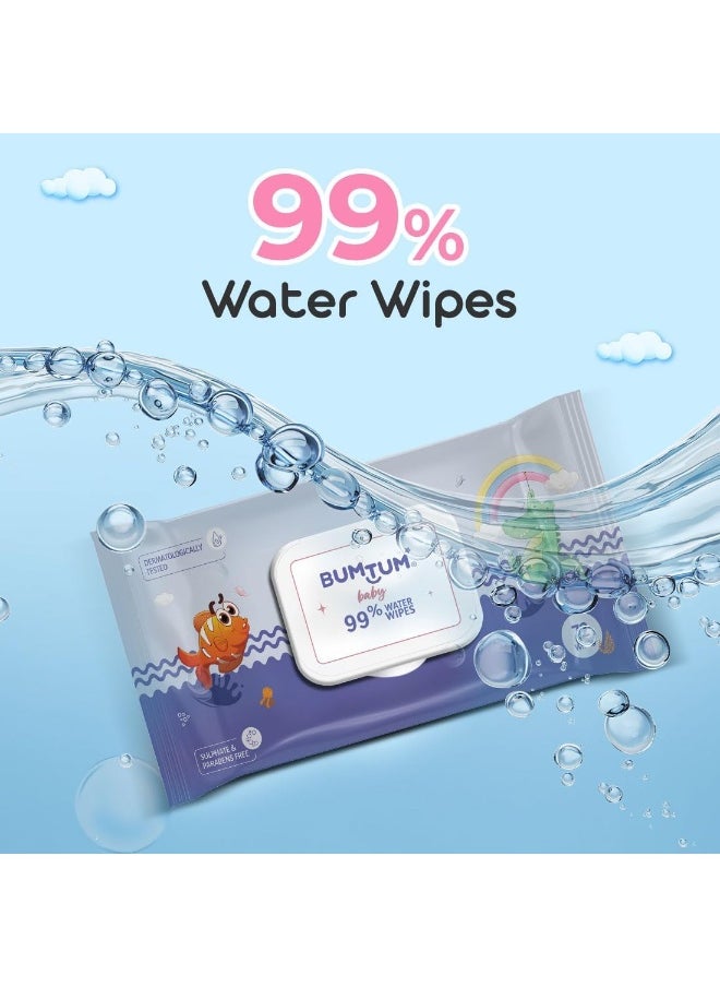 Bumtum Baby Gentle 99% Pure Water Soft Moisturizing Wet Wipes with Lid