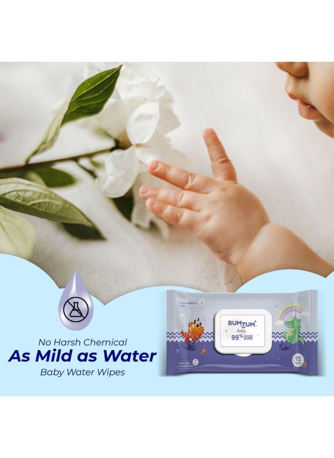 Bumtum Baby Gentle 99% Pure Water Soft Moisturizing Wet Wipes with Lid