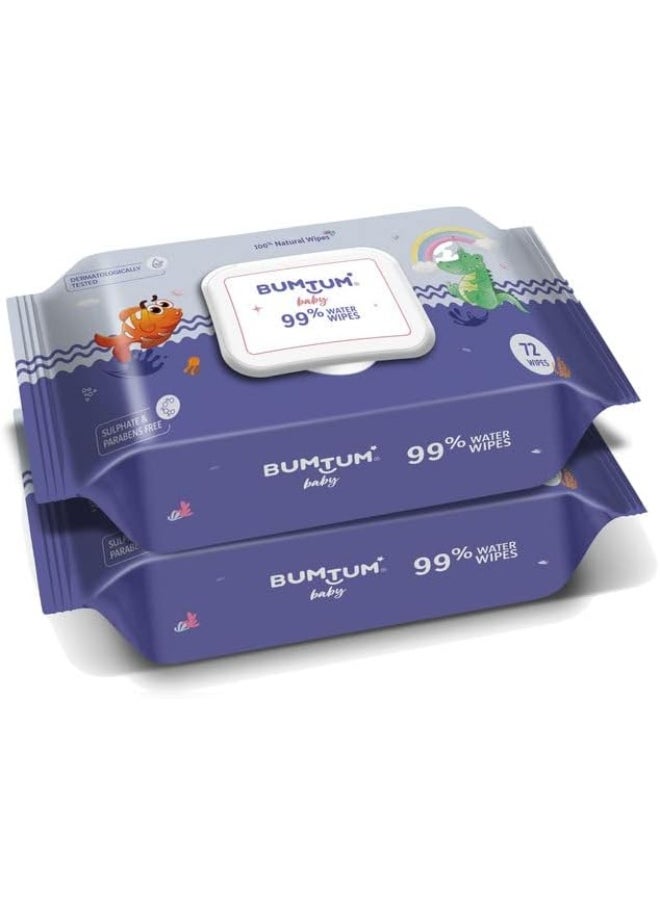 Bumtum Baby Gentle 99% Pure Water Soft Moisturizing Wet Wipes with Lid