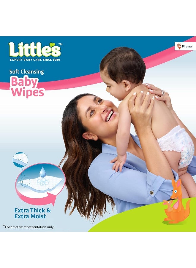 Little's Soft Cleansing Baby Wipes Lid, 80 Wipes (Pack of 5)