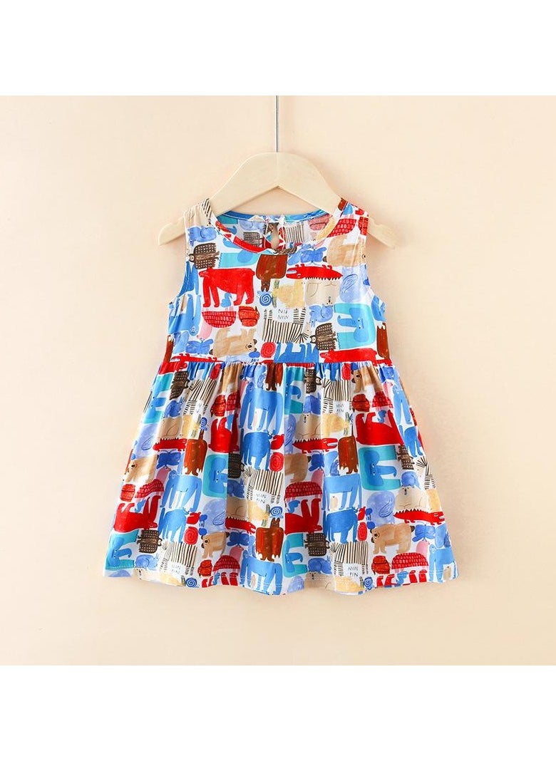 Girls' Cool Cotton Silk Dress in Summer 1pcs