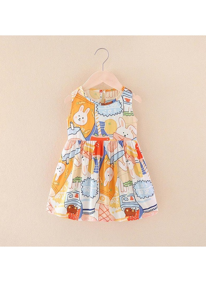 Girls' Cool Cotton Silk Dress in Summer 1pcs