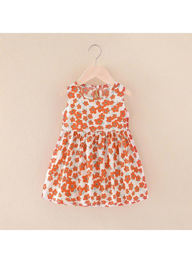 Girls' Cool Cotton Silk Dress in Summer 1pcs