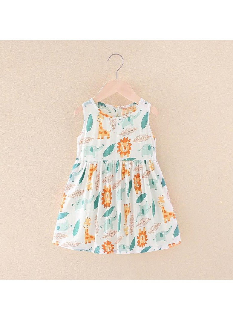 Girls' Cool Cotton Silk Dress in Summer 1pcs